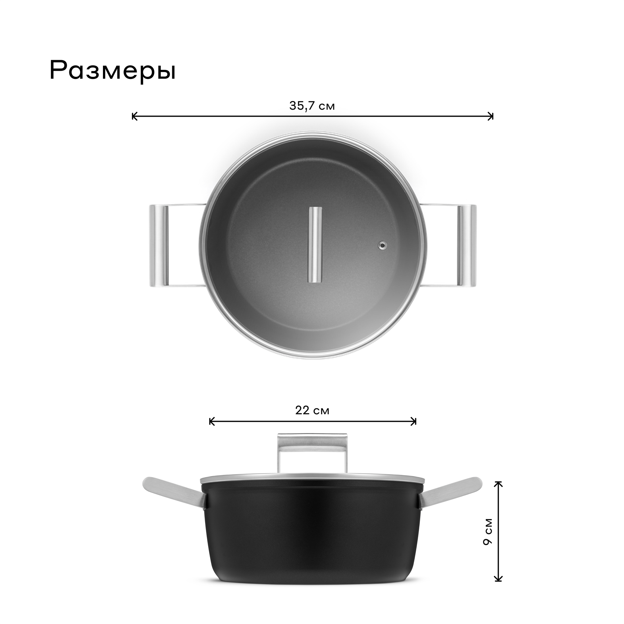 Кастрюля из алюминия Pragma Pameg 3,14 л с антипригарным покрытием, крышка в комплекте, индукция — фото 1