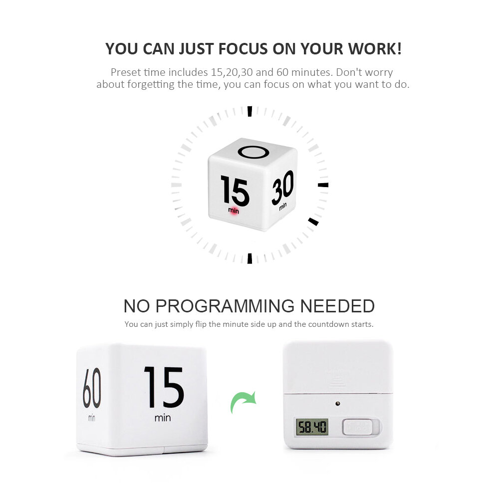 Изображение Многофункциональный кухонный таймер Cube Timer с предустановленными интервалами на 15, 20, 30 и 60 минут