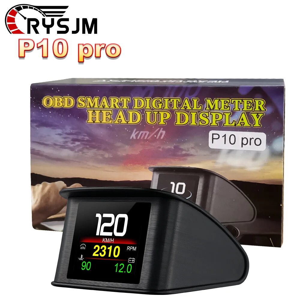 P10 PRO OBD HUD Автомобильный OBD2 Проекционный дисплей Цифровой спидометр Бортовой компьютер Сигнализация превышения скорости Электронные аксессуары для двигателя