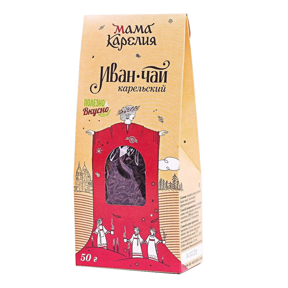 Иван-чай ТМ "Мама Карелия" - Классический, листовой, картон, 50 гр. фото