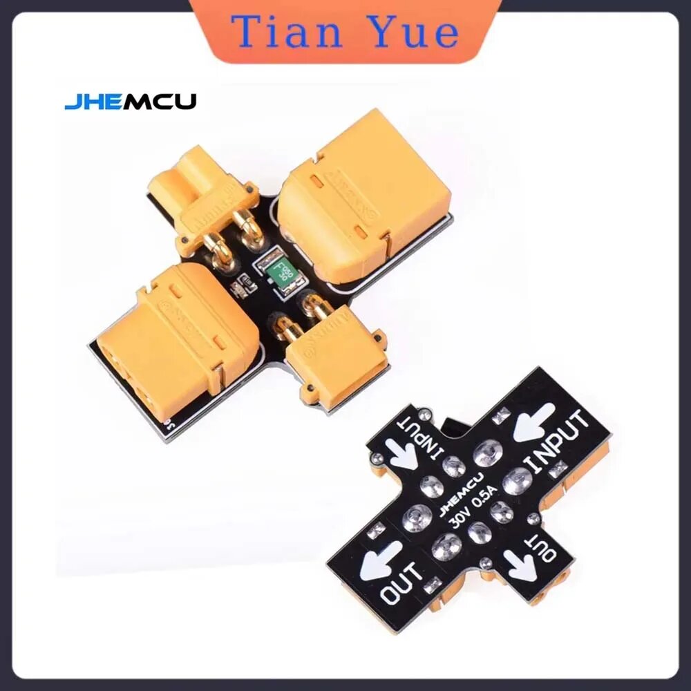 Tianyue JHEMCU XT30 XT60 Мужской Женский Дымовая пробка 1-6S Самовосстанавливающийся самовосстанавливающийся предохранитель для радиоуправляемой модели FPV Дрон Лодка Инструмент для тестирования, 1PCS
