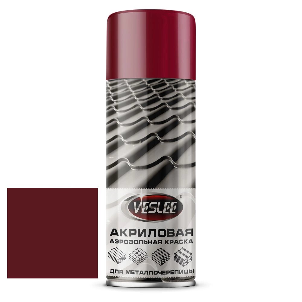 Эмаль-спрей для металлочерепицы Veslee VL-P6 3005 винно-красная 450 мл