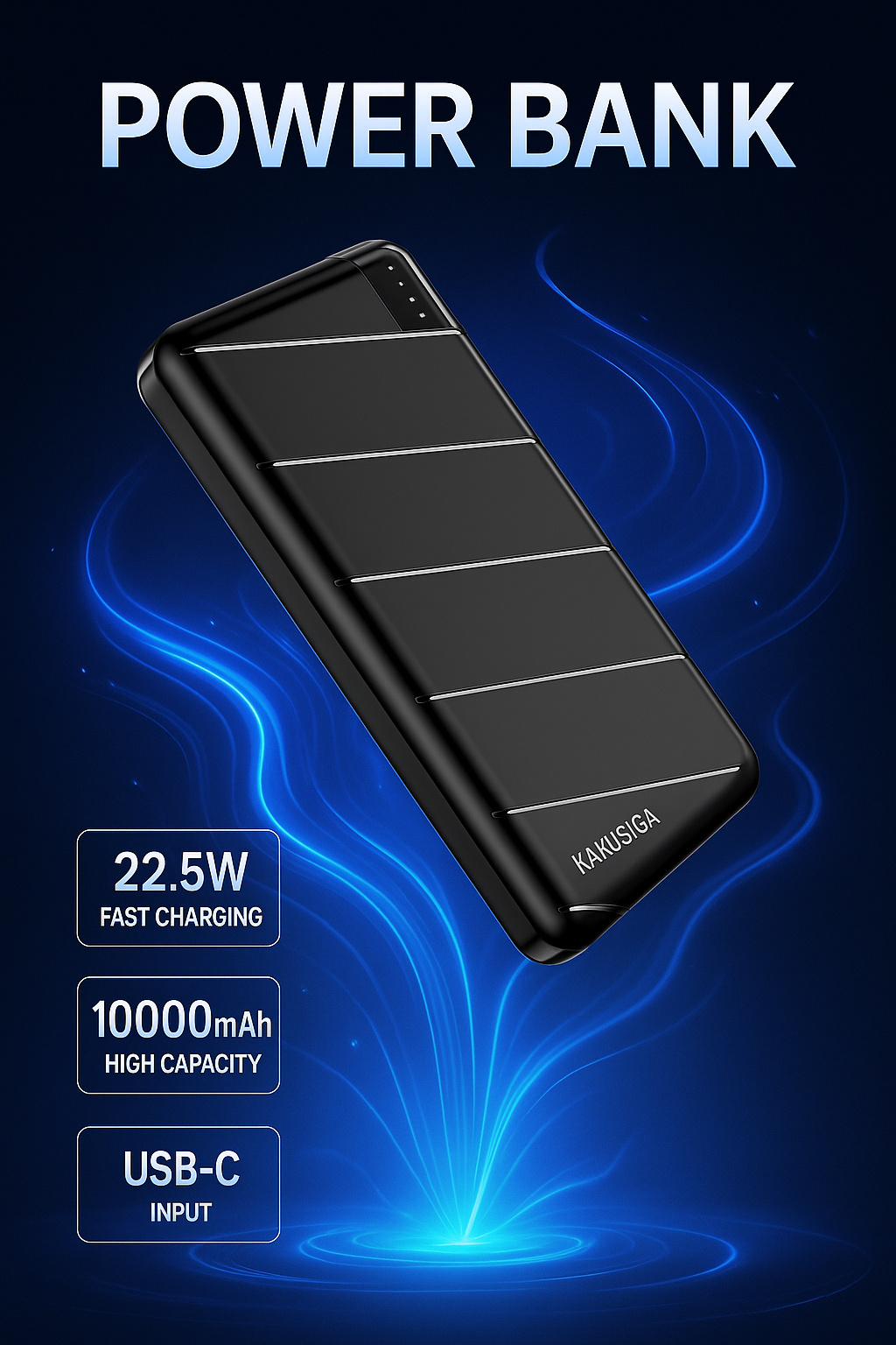 Портативный аккумулятор Kakusiga KSC-1082, 10000мАч, быстрая зарядка, черный