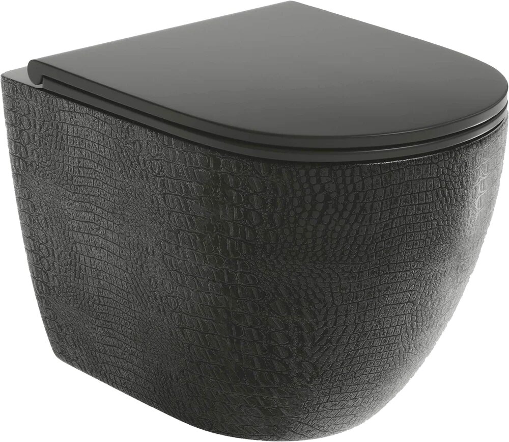 Унитаз подвесной Grossman GR-4455BBLS с микролифтом безободковый овальный черный без бачка фаянсовый антивсплеск