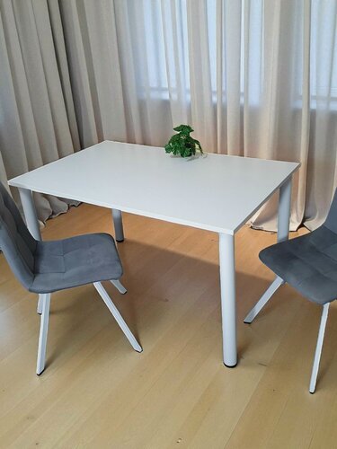 Изображение товара Стол обеденный/ цвет столешницы Белый, 130*80 см. Ножки белые.