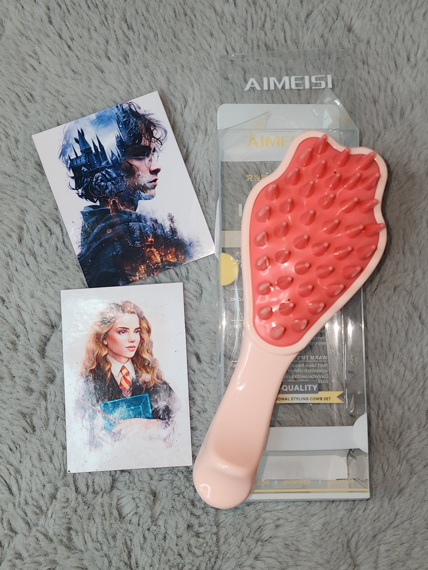 Массажная моющая расчёска с удобной силиконовой ручкой "тренд 2026", оранжевая