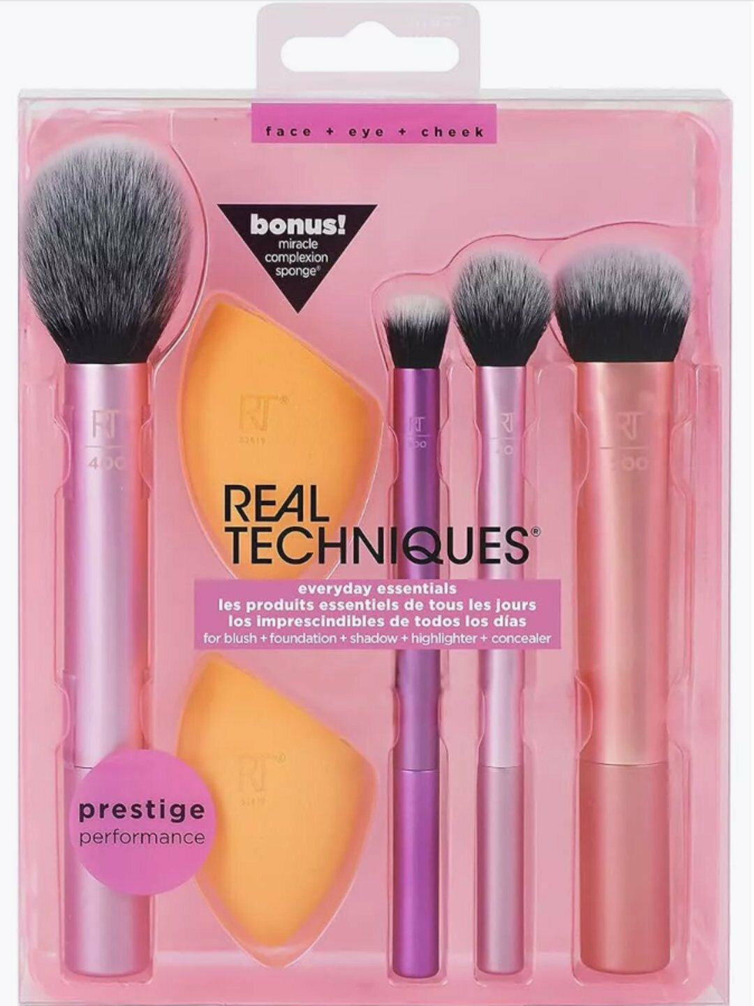 Набор кистей для макияжа Real Techniques Everyday Essentials-5 штук (кисти и губка для макияжа)