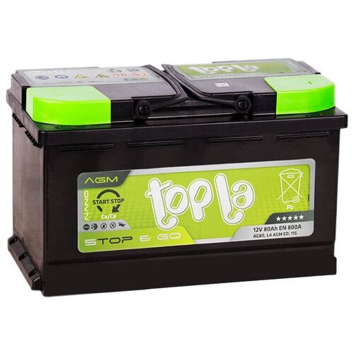 Аккумулятор Topla Agm Stop&Go L4 80 А/Ч R+ (0) 315x175x190 En800 А Topla арт. 114080