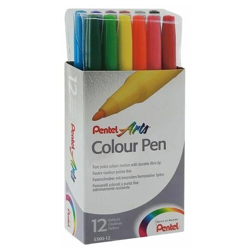 фото Pentel набор фломастеров color pen, 12 шт. (s360-12) разноцветные