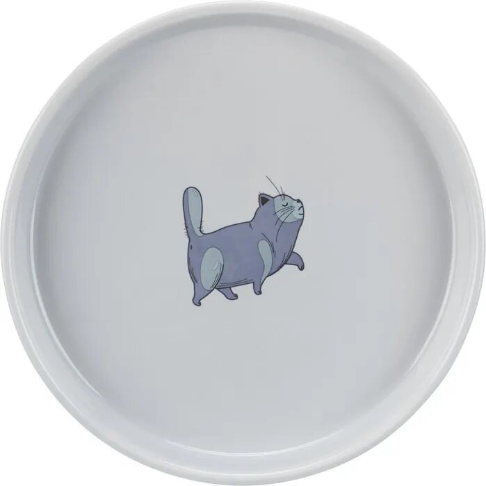 Trixie Миска для кошек плоская и широкая, керамика, 0.6 л х 23 см, серый - фотография № 3