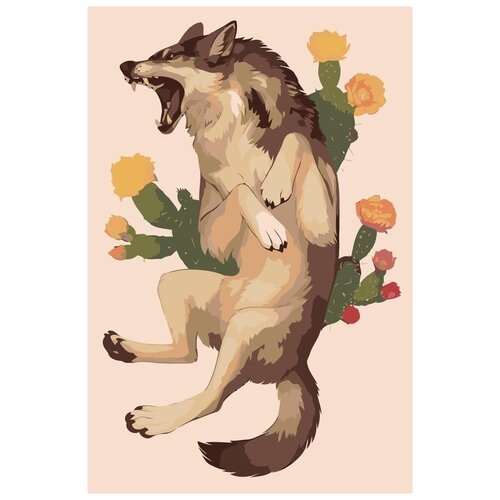 Картина по номерам «Волк и кактусы», 40x60 см, Живопись по Номерам картина по номерам волк 40x60 см живопись по номерам