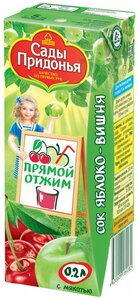 Фото Сок с мякотью Сады Придонья Яблоко-вишня (Tetra Pak), c 4 месяцев