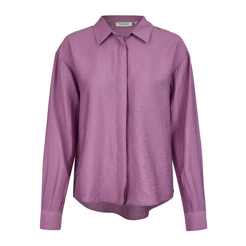 фото Блуза broadway, прямой силуэт, длинный рукав, однотонная, размер xs, фиолетовый