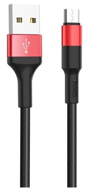 Кабель HOCO X26 Xpress charging data cable for Micro USB 1M 2.4А black＆red