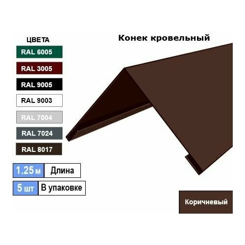 Конек кровельный Ral 8017 коричневый (5шт) 1.25м (150х150)