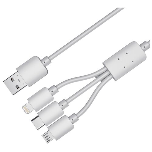 Кабель GAL 3 in 1 USB - Lightning/USB - Type-C/microUSB (2737), 1 м, 1 шт., белый