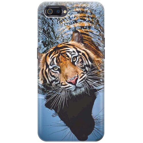 фото Re:paчехол - накладка artcolor для oppo a1k / realme c2 с принтом "тигр купается"