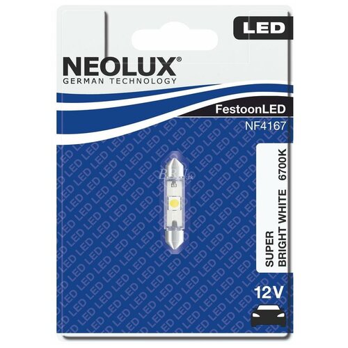 фото Лампа автомобильная светодиодная neolux super bright white nf4167 c5w 0.5w 1 шт.