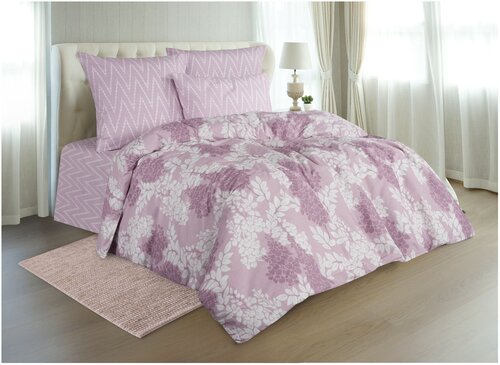 Комплект постельного белья Guten Morgen 908, 1.5-спальное, поплин, розовый/белый