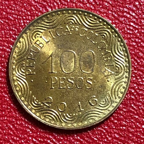 Монета Колумбия 100 песо 2016 год #1-5 колумбия 100 песо 2011 г 2