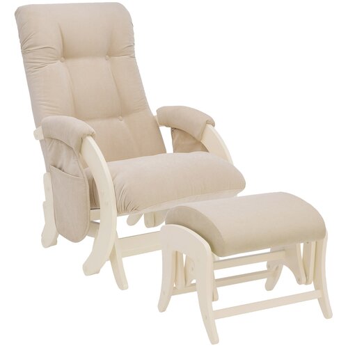 Кресло для мамы Milli Smile с карманами и пуфом, текстиль, ткань, дуб шампань/verona vanilla