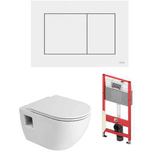 Готовый набор инсталляции для унитаза TECEbase 9400413 + унитаз подвесной CEZARES ECO унитаз подвесной cezares king palace czr 163 th с горизонтальным выпуском белый
