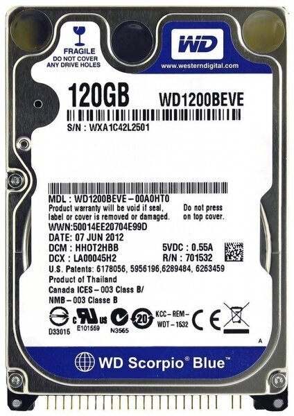 Жесткий диск Western Digital WD1200BEVE 120Gb 5400 IDE 2,5" HDD