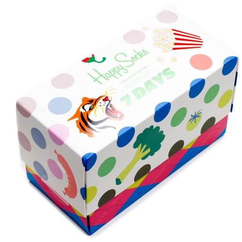 фото Комплект носков happy socks из семи пар с различными узорами в подарочной упаковке happy socks 7 pair pack - tiger 36-40