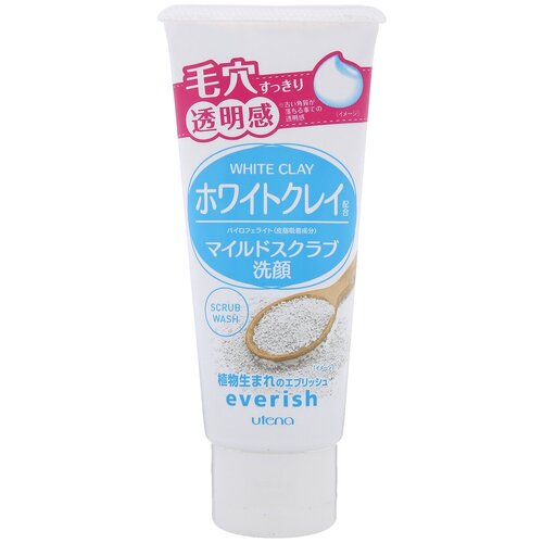 Скраб для лица с скорлупой грецкого ореха и белой глиной Utena Everish Scrub, 120 гр
