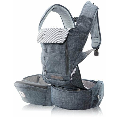 Pognae Эрго-рюкзак + Хипсит Понье Pognae No5 PLUS Denim Grey (серый деним)