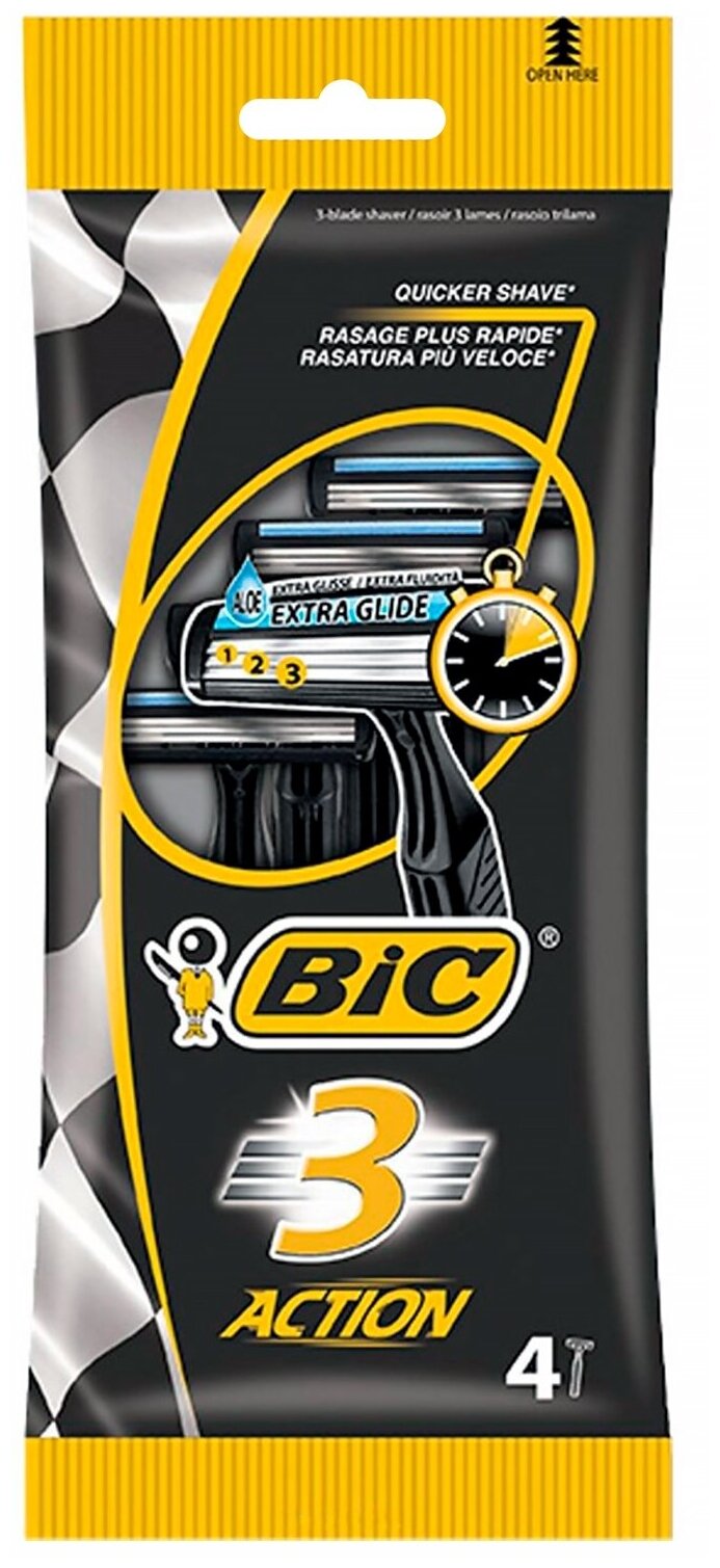 Бритвенный станок Bic 3 Action, 4 шт.