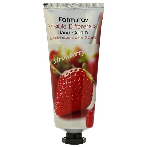 Farmstay Крем для рук Visible difference Strawberry, 100 мл farmstay крем для рук с экстрактом клубники visible difference hand cream strawberry 100г