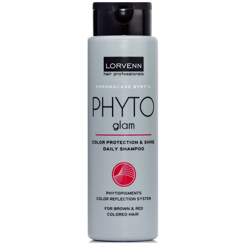 LORVENN шампунь Phyto Glam Защита и блеск цвета для волос, окрашенных в коричневый и красный цвет, 300 мл крем кондиционер для волос lorvenn phyto glαμ color protection