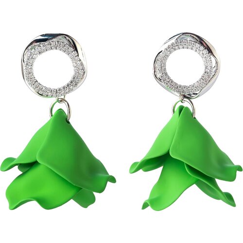 Серьги , кристалл, размер 55 мм, зеленый