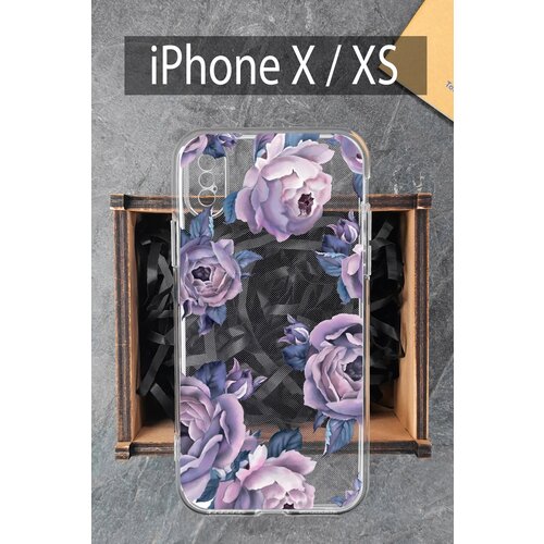 Силиконовый чехол Пионы для iPhone X / Айфон X силиконовый чехол на apple iphone x айфон x пионы розово белые