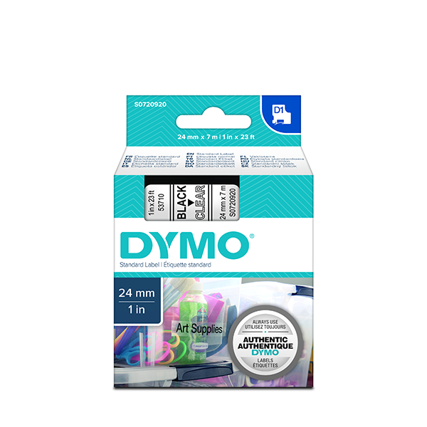 Лента Dymo D1 [S0720920/53710] для принтеров серии Label Manager (черный на прозрачном, 24 мм, длина 7 м)