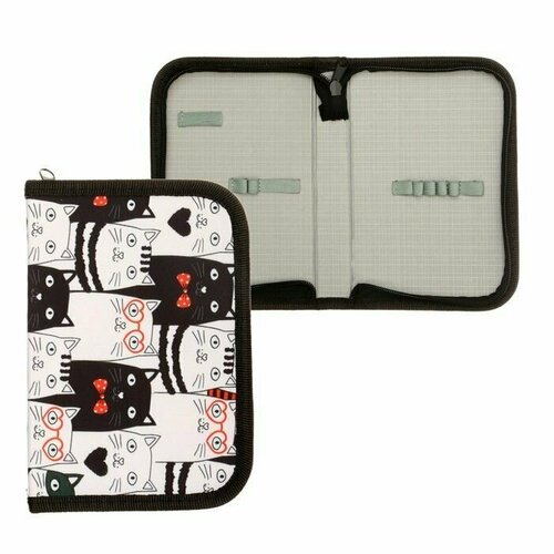 Пенал школьный на молнии ткань 1 секция 13 х 195 см Котики 750₽