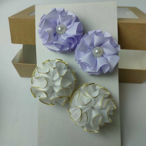 Банты нарядные, 4 шт, ручной работы 5.5 см. Для детского сада и школы