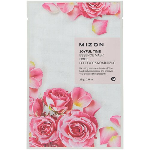 Mizon Joyful Time Essence Mask Rose тканевая маска с экстрактом лепестков розы, 23 г, 30 мл