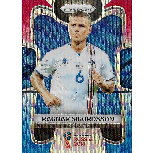 Коллекционная карточка Panini Prizm FIFA World Cup Russia 2018 #107 Ragnar Sigurdsson - Red Blue Wave S0288