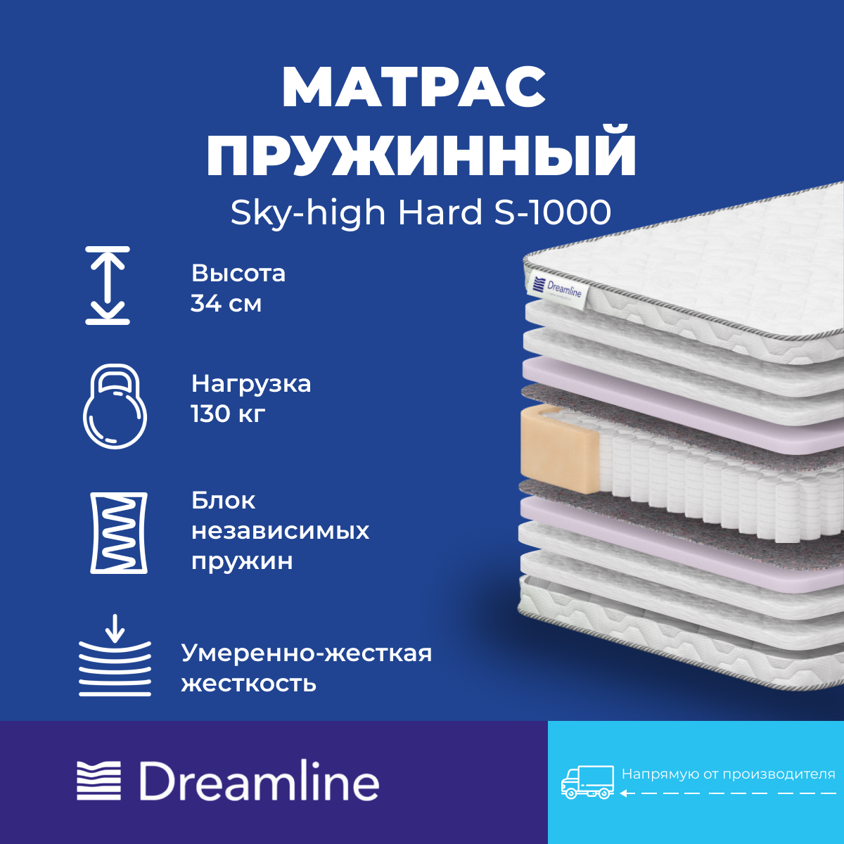 Матрас Dreamline Sky-high Hard S1000 80x140