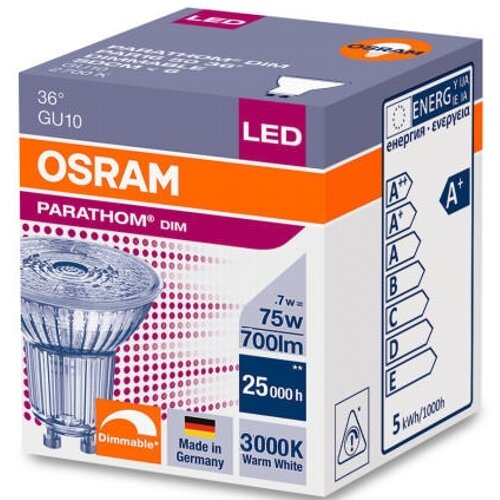 Лампа светодиодная Osram GU10 220-240 В 7 Вт спот матовая 700 лм тёплый белый свет - фото №12