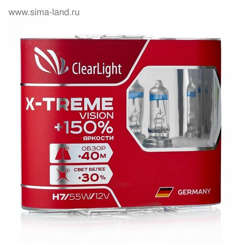 фото Лампа автомобильная галогенная clearlight x-treme vision +150% mlh7xtv150 h7 55w 2 шт.