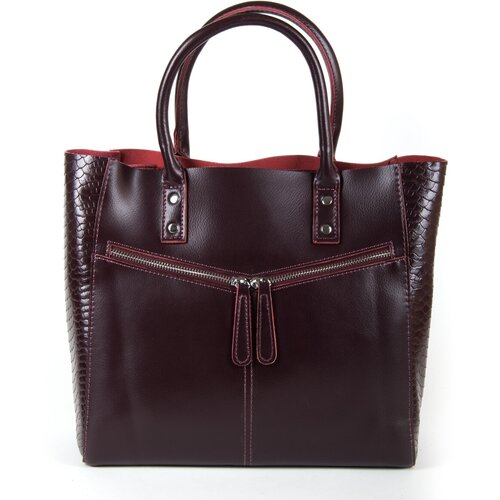 фото Сумка шоппер классическая, натуральная кожа, вмещает а4, внутренний карман, регулируемый ремень, бордовый bagstory