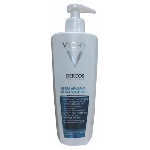 Шампунь для нормальных и жирных волос VICHY Dercos без сульфатов для чувствительной кожи головы, успокаивающий 200 мл