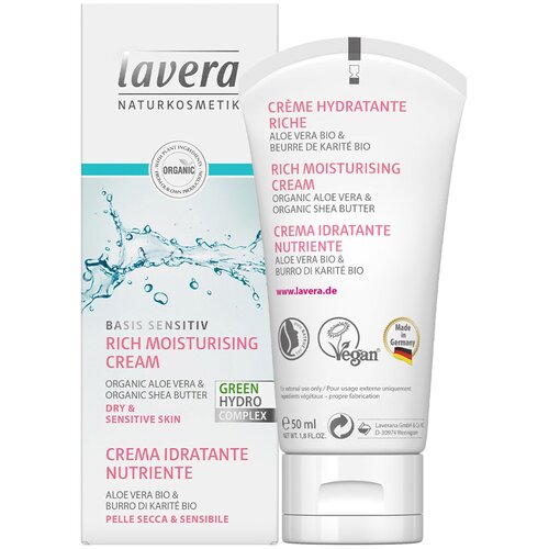 Lavera Basis Sensitiv Rich Moisturizing Cream Насыщенный увлажняющий био-крем для лица для сухой и чувствительной кожи, 50 мл lavera basis sensitiv regenerating night cream organic aloe vera