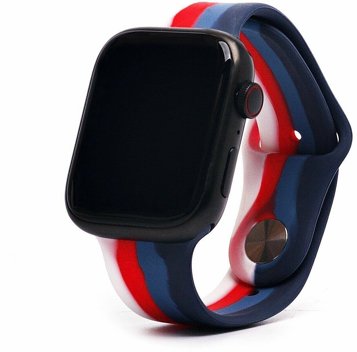 Силиконовый ремешок для Apple Watch (Эпл Вотч) 38/40/41мм/ Эластичный спортивный браслет для умных смарт-часов разноцветный