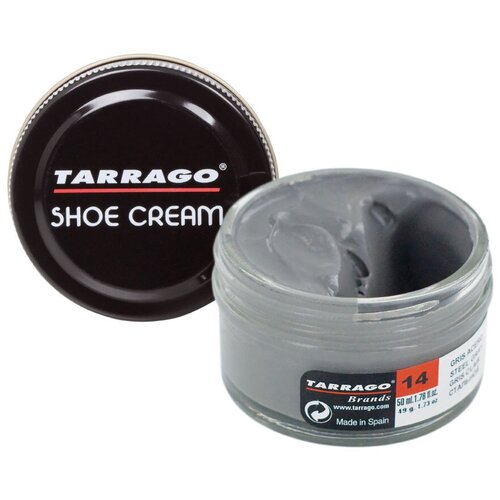 Крем для обуви Shoe Cream TARRAGO, цветной, банка стекло, 50 мл. (014 (steel gray) стальной)