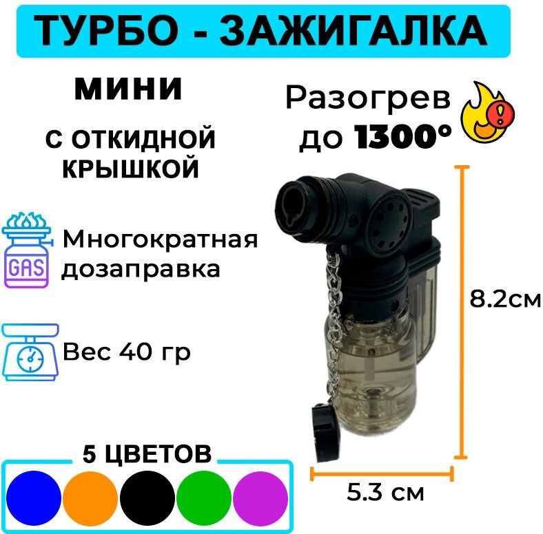 Зажигалка мини баллончик турбо с колпачком