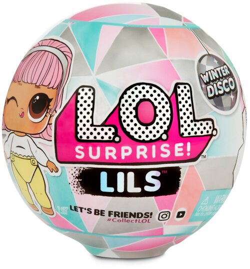 Кукла-сюрприз L.O.L. Surprise Winter Disco Lil Sisters & Lil Pets в шаре, 560319 серый